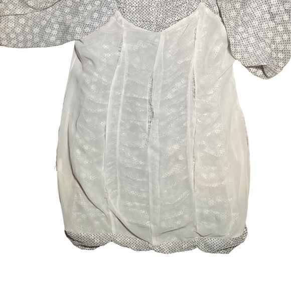 Minkpink Kalea Ruched Mini Dress Black White‎ Ruffle Size Large Balloon Sleeve - Picture 9 of 11